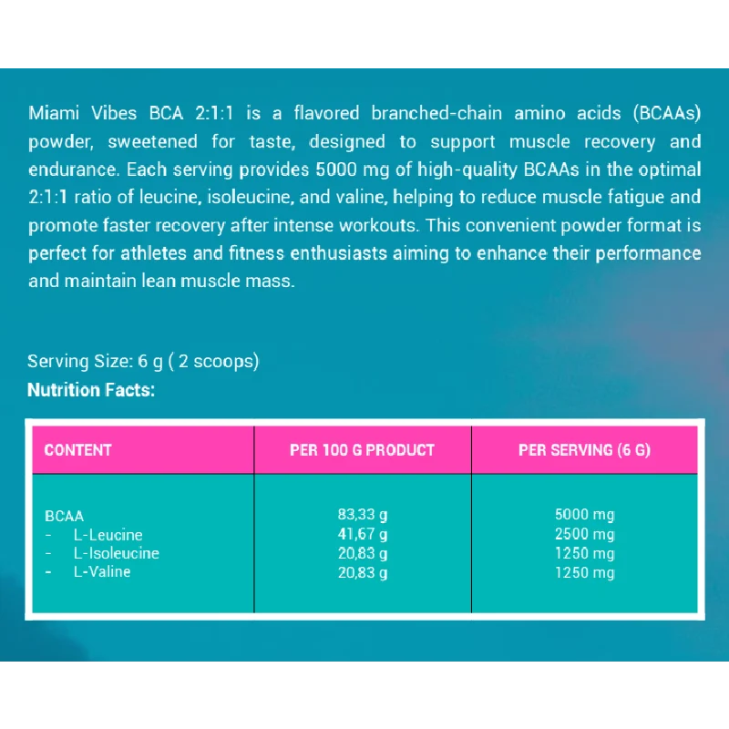 MIAMI VIBES BCAA 2_1_1 270 G. NUTRITION