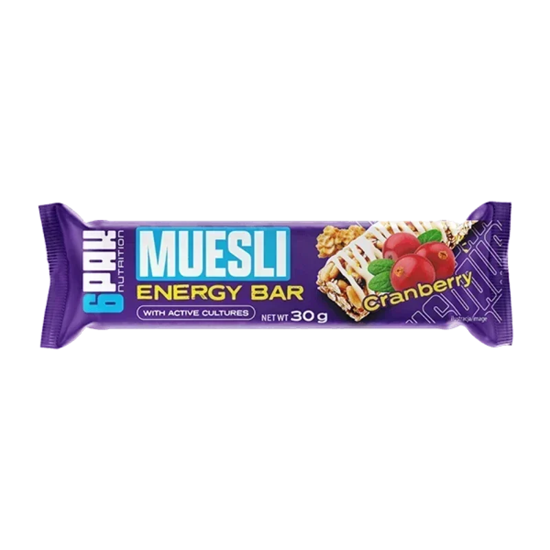6PAK NUTRITION MUESLI ENERGY BAR – CRANBERRY 30 G.